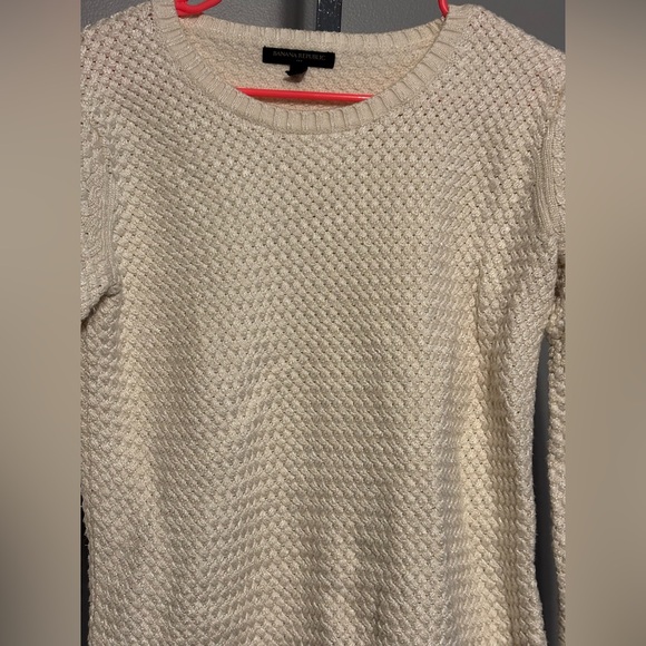 Banana Republic Women's Knit Sweater Ivory Long Sleeve Cotton Blend, Size  Large - Picture 2 of 7